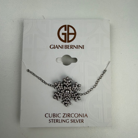 Giani Bernini Womens Sterling Silver Cubic Zirconia Snowflake Pendant Necklace - Picture 3 of 5